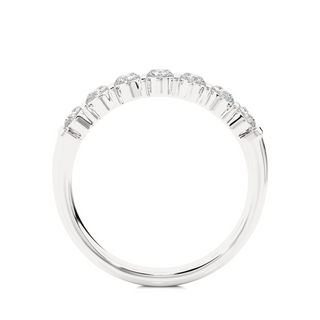 0.5 Ct Round Moissanite Seven Stone Wedding Band In White Gold