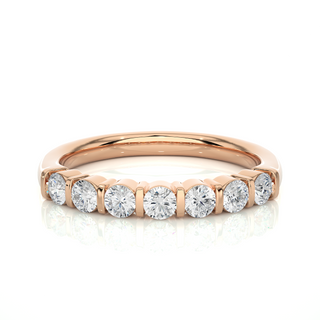 0.5 Ct Round Moissanite Seven Stone Wedding Band In Silver