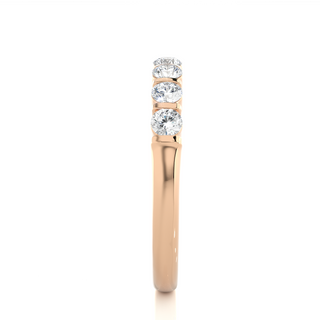 0.5 Ct Round Moissanite Seven Stone Wedding Band In Rose Gold