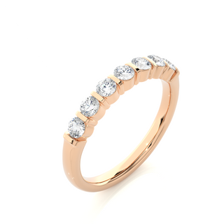 0.5 Ct Round Moissanite Seven Stone Wedding Band In Rose Gold