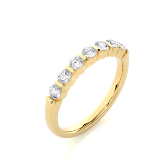 0.5 Ct Round Moissanite Seven Stone Wedding Band In Yellow Gold