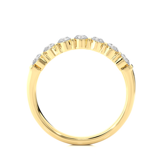 0.5 Ct Round Moissanite Seven Stone Wedding Band In Yellow Gold