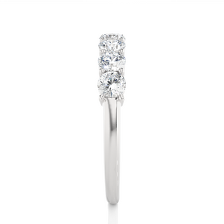 1 Ct Round Moissanite Seven Stone Half Eternity Band In White Gold