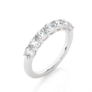 1 Ct Round Moissanite Seven Stone Half Eternity Band In White Gold