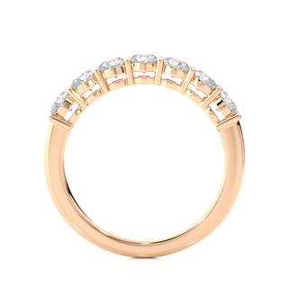 1 Ct Round Moissanite Seven Stone Half Eternity Band In Rose Gold