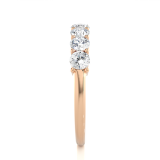 1 Ct Round Moissanite Seven Stone Half Eternity Band In Rose Gold