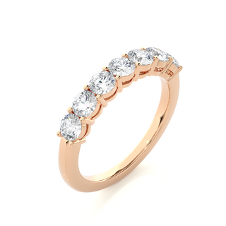 1 Ct Round Moissanite Seven Stone Half Eternity Band In Rose Gold