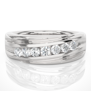 1.50 Carat Seven Stone Round Shape Moissanite Band in Rose Gold