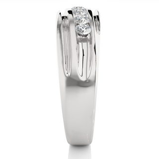 Seven Stone Round Shape Moissanite Ring silver