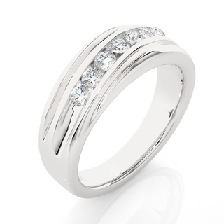 Seven Stone Round Shape Moissanite Ring silver