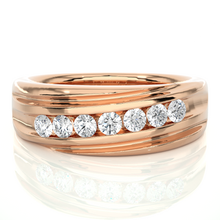 Seven Stone Round Shape Moissanite Ring rose gold
