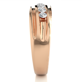 Seven Stone Round Shape Moissanite Ring rose gold