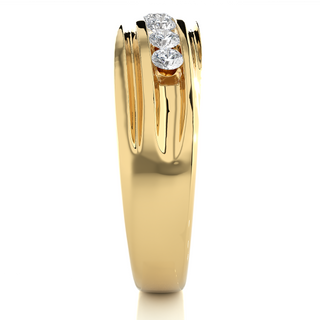 Seven Stone Round Shape Moissanite Ring yellow gold