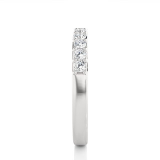 1 Ct Round Cut Moissanite Pave Set Wedding Band In White Gold