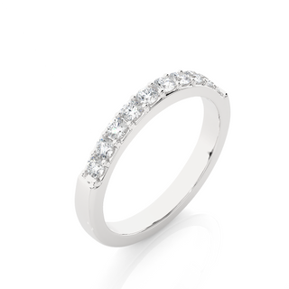 1 Ct Round Cut Moissanite Pave Set Wedding Band In Silver