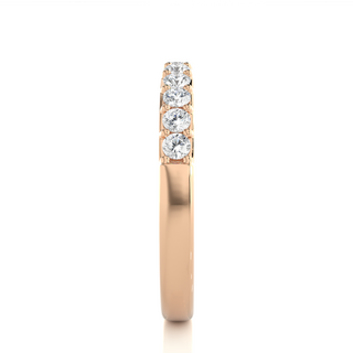 1 Ct Round Moissanite Pave Set Wedding Band In Rose Gold