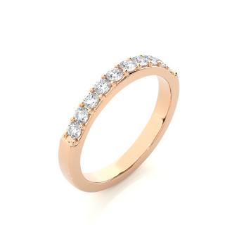 1 Ct Round Moissanite Pave Set Wedding Band In Rose Gold