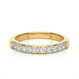 1 Ct Round Cut Moissanite Pave Set Wedding Band In White Gold