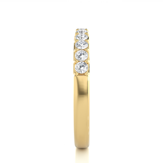 1 Ct Round Moissanite Pave Set Wedding Band In Yellow Gold