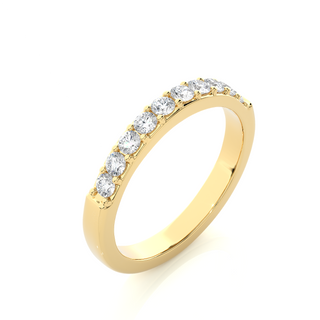1 Ct Round Moissanite Pave Set Wedding Band In Yellow Gold