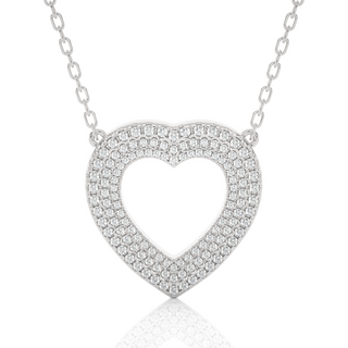 1 Carat Three Row Heart Shape Moissanite Pendant in Yellow Gold