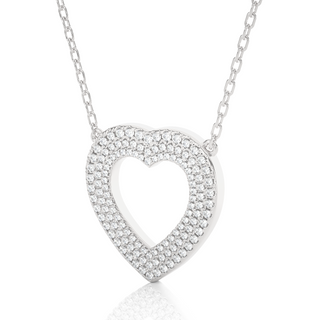 Three Row Heart Shape Moissanite Pendant silver