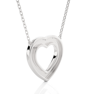Three Row Heart Shape Moissanite Pendant silver