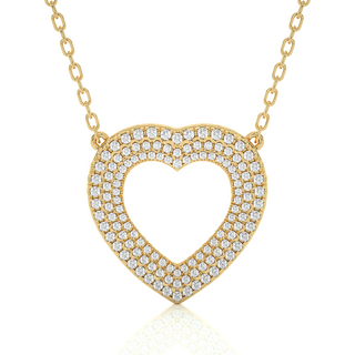 Three Row Heart Shape Moissanite Pendant yellow gold