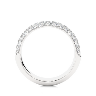 1 Carat Three Row Moissanite Pave Set Wedding Band In White Gold