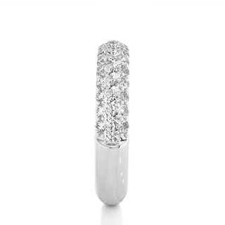 1 Carat Three Row Moissanite Pave Set Wedding Band In White Gold