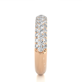 1 Carat Three Row Moissanite Pave Set Wedding Band In Rose Gold