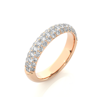 1 Carat Three Row Moissanite Pave Set Wedding Band In Rose Gold