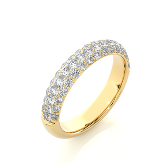 1 Carat Three Row Moissanite Pave Set Wedding Band In Yellow Gold