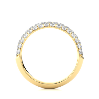 1 Carat Three Row Moissanite Pave Set Wedding Band In Yellow Gold