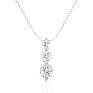 1 Ct Round Cut Three Stone Moissanite Pendant For Women in White Gold