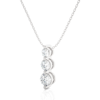 Three Stone Moissanite Pendant For Women white gold