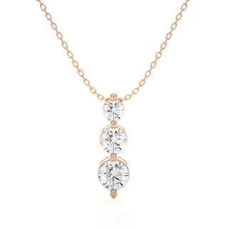 1 Ct Round Cut Three Stone Moissanite Pendant For Women in White Gold