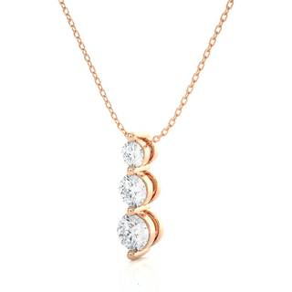 Three Stone Moissanite Pendant For Women rose gold