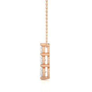Three Stone Moissanite Pendant For Women rose gold