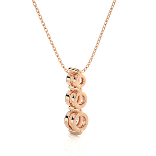 Three Stone Moissanite Pendant For Women rose gold