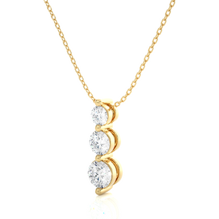 Three Stone Moissanite Pendant For Women yellow gold