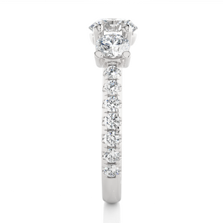 Three Stone with Round Accent Moissanite Ring silver