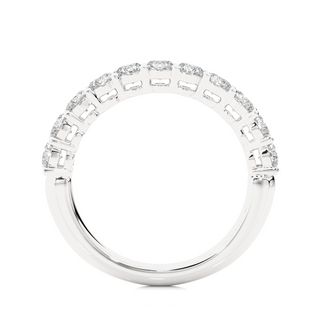 1 Carat Round Moissanite Traditional Shank Half Eternity Band In White Gold