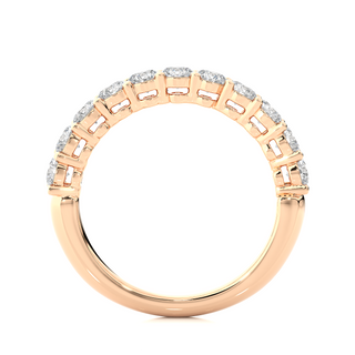 1 Carat Round Moissanite Traditional Shank Half Eternity Band In Rose Gold