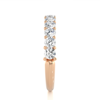 1 Carat Round Moissanite Traditional Shank Half Eternity Band In Rose Gold