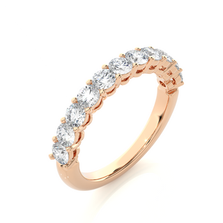 1 Carat Round Moissanite Traditional Shank Half Eternity Band In Rose Gold