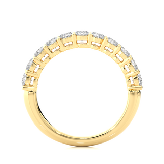 1 Carat Round Moissanite Traditional Shank Half Eternity Band In Yellow Gold