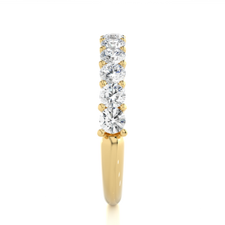 1 Carat Round Moissanite Traditional Shank Half Eternity Band In Yellow Gold