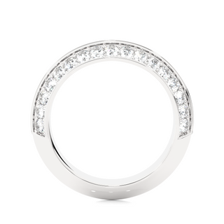 1 Ct Round Cut Moissanite Two Row Wedding Band In White Gold