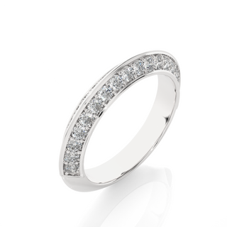 1 Ct Round Cut Moissanite Two Row Wedding Band In White Gold
